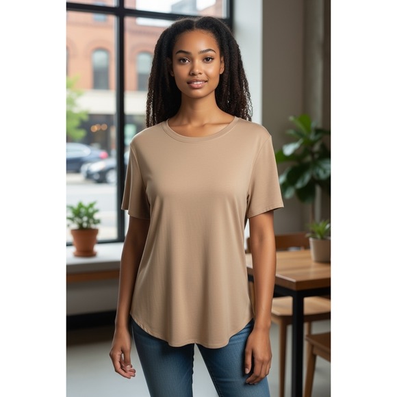 Nordstrom Womens Top Round Neck Short Sleeve Relaxed Fit Casual Everyday Large - Picture 1 of 8